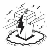 Simple flat design icon Lightning Forks Over Open Sea concept as Lightning forks dazzlingly over the open sea a stunning natural light show on a grand scale flat illustration in i Clear vector