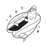 Simple flat design icon Luminous Surf concept as Surfers ride bioluminescent waves creating a surreal surfing experience under the starsSimple flat illustration in isometric scene Clear Set 2 vector