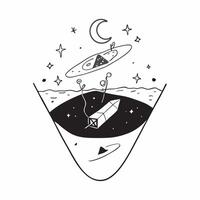 Simple flat design icon Kayaking in Bioluminescent Waters concept as Kayakers navigate through glowing waters under the stars creating a surreal and unforgettable adventureSimple Clear Set 2 vector