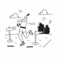 Simple flat design icon Jogger in the Misty Park concept as A jogger cuts through the misty morning air in the park finding solitude and rhythm in their strides flat illustration Clear vector
