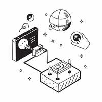 Simple flat design icon Interstellar Communication concept as Development of advanced interstellar communication systems to enhance long distance space communicationSimple flat il Clear Set 2 vector