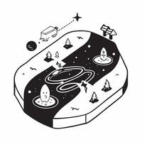 Simple flat design icon Illuminated Night Paddleboarding concept as Paddleboarders explore calm waters their paths illuminated by the natural glow of bioluminescent wavesSimple fl Clear Set 2 vector