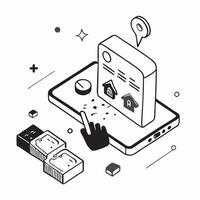 Simple flat design icon Home Health Monitoring System concept as Showcasing a home health monitoring system that allows patients to manage their health conditions from homeSimple Clear vector