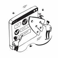 Simple flat design icon Health Information Security concept as IT specialists working on securing health information systems to protect patient data and ensure privacySimple flat Clear vector