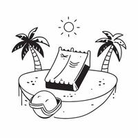Simple flat design icon Hammock tied between two palm trees on a sunny beach concept as Hammock tied between two palm trees on a sunny beach with ample copyspace for text capturing Clear vector