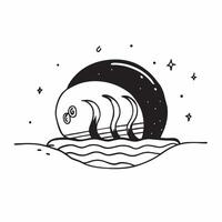 Simple flat design icon Glowing Waves at Midnight concept as Midnight ocean waves glow vibrantly providing a natural light spectacle unique to bioluminescent beachesSimple flat il Clear Set 2 vector