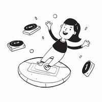 Simple flat design icon Girl with spina bifida enjoying a day at the pool concept as A girl with spina bifida joyfully swimming and playing in a pool emphasizing inclusion fun and Clear vector