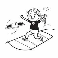 Simple flat design icon Girl with hearing impairment running a track race concept as A girl with a hearing impairment joyfully running in a track race highlighting her determinatio Clear Set 2 vector