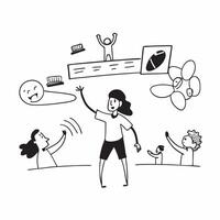 Simple flat design icon Girl with epilepsy participating in a gymnastics class concept as A girl with epilepsy joyfully participating in a gymnastics class highlighting inclusion f Clear Set 3 vector