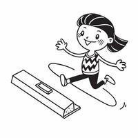 Simple flat design icon Girl with a hearing impairment enjoying a trampoline park concept as A girl with a hearing impairment joyfully bouncing at a trampoline park highlighting in Clear Set 2 vector
