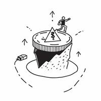 Simple flat design icon Frosty Summit Adventure concept as Adventurers trek towards the frosty summit of a snow capped mountain embracing the challenge of the climb Simple flat il Clear vector