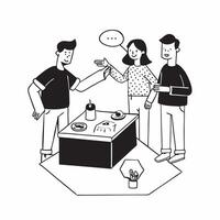 Simple flat design icon Friends with various disabilities enjoying a barbecue party concept as A group of friends with different disabilities having fun at a barbecue party showcas Clear vector