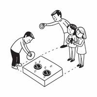 Simple flat design icon Father with visual impairment playing with his children concept as A father with visual impairment joyfully playing with his children in the yard emphasizin Clear vector