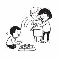 Simple flat design icon Father with Down syndrome playing in the park with children concept as A father with Down syndrome joyfully playing with his children in the park highlighti Clear vector
