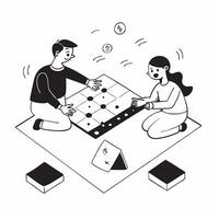 Simple flat design icon Father and daughter with intellectual disabilities enjoying a board game night concept as A father and his daughter with intellectual disabilities having a Clear vector