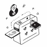 Simple flat design icon Encrypting Personal Data concept as IT professionals encrypting personal data to protect against unauthorized access and breachesSimple flat illustration i Clear vector