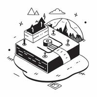 Simple flat design icon Eco Friendly Hot Springs Resort concept as An eco friendly resort centered around sustainable hot springs practices merging luxury with environmental stewar Clear vector