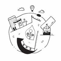 Simple flat design icon Eco Friendly Cityscape Tiles concept as Cityscape tiles that emphasize zero waste urban planning featuring parks efficient buildings and recycling centers Clear vector