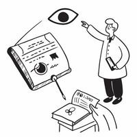 Simple flat design icon Doctor with visual impairment leading a patient care workshop concept as A doctor with visual impairment confidently leading a patient care workshop illustr Clear vector