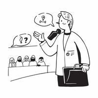 Simple flat design icon Doctor with a hearing aid giving a lecture to medical students concept as A doctor with a hearing aid confidently giving a lecture to medical students highl Clear Set 5 vector