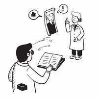 Simple flat design icon Doctor with a hearing aid giving a lecture to medical students concept as A doctor with a hearing aid confidently giving a lecture to medical students highl Clear Set 2 vector