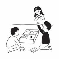 Simple flat design icon Disabled uncle playing board games with nieces and nephews concept as A disabled uncle joyfully playing board games with his nieces and nephews showcasing i Clear vector