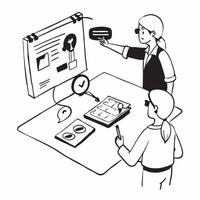 Simple flat design icon Doctor with a hearing aid giving a lecture to medical students concept as A doctor with a hearing aid confidently giving a lecture to medical students highl Clear vector