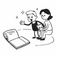 Simple flat design icon Disabled father and child enjoying a storytelling session concept as A disabled father happily reading a storybook to his child emphasizing the joy inclusio Clear vector