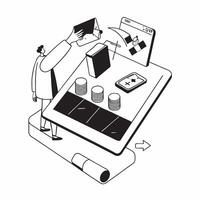 Simple flat design icon Digital Prescription Management concept as A pharmacist uses digital tools to manage prescriptions and ensure accurate medication distributionSimple flat i Clear vector