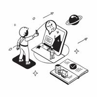 Simple flat design icon Deep Space Communication concept as Technicians monitor deep space communication systems at a ground station ensuring contact with distant spacecraftSimple Clear vector