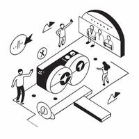 Simple flat design icon Customer Experience Metrics concept as Analysts using advanced metrics to measure and improve the quality of customer experience across servicesSimple flat Clear Set 2 vector
