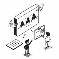 Simple flat design icon Data Privacy Training concept as Employees attending a data privacy training session to learn about protecting sensitive informationSimple flat illustratio Clear vector