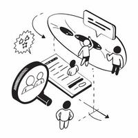 Simple flat design icon Customer Feedback Analysis concept as Teams analyzing customer feedback to refine products and services for a better user experienceSimple flat illustratio Clear Set 2 vector