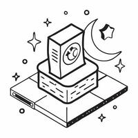 Simple flat design icon Crescent Moon and Stars Tiles concept as Tiles featuring a crescent moon and stars symbolizing the beginning of Eid Al Adha in Islamic culture flat illustr Clear vector