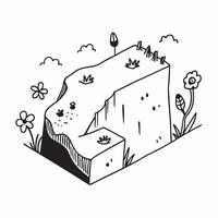 Simple flat design icon Coastal Cliffs with Wildflowers concept as Spring brings a bloom of wildflowers to the coastal cliffs adding a splash of color to the seaside landscape Sim Clear vector