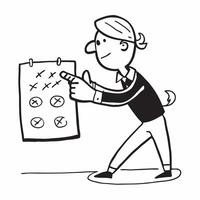 Simple flat design icon Coach using dynamic gestures to encourage players during a game concept as A coach using dynamic gestures to encourage players during a game highlighting po Clear vector