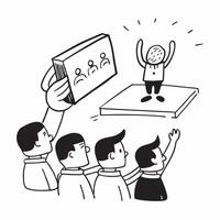 Simple flat design icon Coach using enthusiastic body language during a team huddle concept as A coach using enthusiastic body language during a team huddle highlighting positive b Clear vector