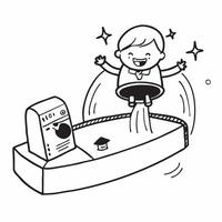 Simple flat design icon Child with a hearing aid enjoying a day at the amusement park concept as A child with a hearing aid joyfully enjoying rides and attractions at an amusement Clear vector