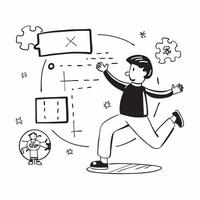 Simple flat design icon Boy with autism playing with therapy dog concept as A boy with autism enjoying playtime with his therapy dog showcasing the joy support and comfort that ani Clear Set 4 vector
