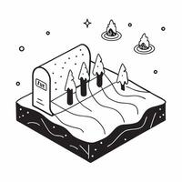 Simple flat design icon Bioluminescent Bay at Night concept as A secluded bay lights up with bioluminescent waves offering a secluded escape into natures nighttime wondersSimple f Clear Set 3 vector