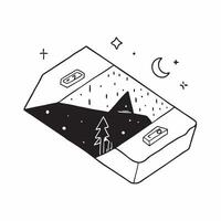 Simple flat design icon Bioluminescent Bay at Night concept as A secluded bay lights up with bioluminescent waves offering a secluded escape into natures nighttime wondersSimple f Clear vector