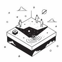 Simple flat design icon Bioluminescent Bay at Night concept as A secluded bay lights up with bioluminescent waves offering a secluded escape into natures nighttime wondersSimple f Clear Set 5 vector