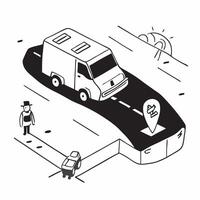 Simple flat design icon Ambulance Driver at Work concept as An ambulance driver focused and quick as they navigate through city traffic to respond to an emergency flat illustratio Clear vector