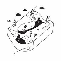 Simple flat design icon Alpine Meadows Trail Running concept as Trail runners challenge themselves in the vast and open Alpine meadows enjoying the natural terrain and scenerySimp Clear vector