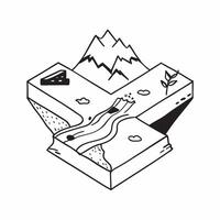 Simple flat design icon Alpine Meadows at Dusk concept as The sun sets over Alpine meadows casting a golden glow on the landscape and creating a perfect moment for evening walksSi Clear vector