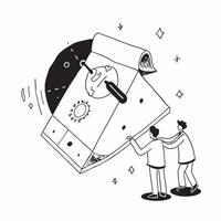 Simple flat design icon Advanced Telescopic Research concept as Scientists use advanced telescopes to research distant celestial bodies and phenomena in the universeSimple flat il Clear Set 2 vector