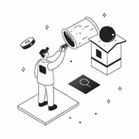 Simple flat design icon Advanced Telescopic Research concept as Scientists use advanced telescopes to research distant celestial bodies and phenomena in the universeSimple flat il Clear vector