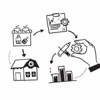 Silhouette of a warehouse and a financial statement symbolizing supply chain accounting in double exposure with copy space concept as A silhouette of a warehouse intertwined with Clear Set 2 vector