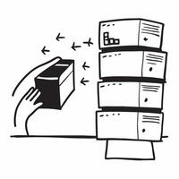 Silhouette of a storage shelf and a space optimization chart symbolizing warehouse space planning in double exposure with copy space concept as A silhouette of a storage shelf int Clear vector