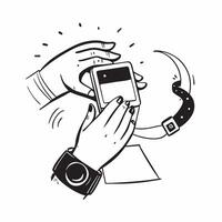 Silhouette of a person and a wearable device symbolizing wearable tech adoption in double exposure with copy space concept as A silhouette of a person intertwined with a wearable Clear vector